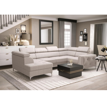 Rohová sedacia súprava ORION MAX II s funkciou spania 165x350x185 cm - béžová, pravá