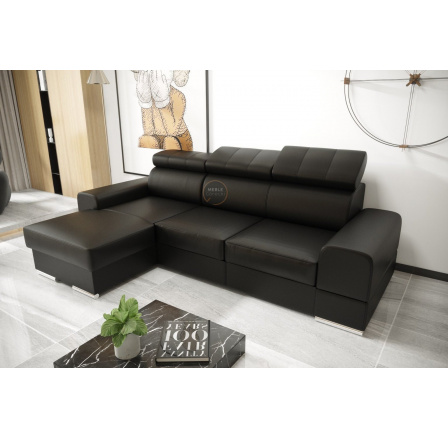 Rohová sedacia súprava ROYAL MINI 260×160 prírodná koža - čierna koža, ľavá Rohová sedacia súprava ROYAL MINI 260×160 prírodná koža - čierna koža, ľavá