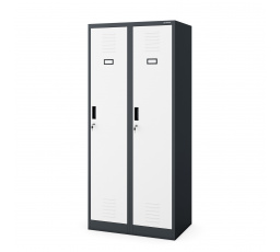 Kovová šatní skriňa antracitovo-biela: štvorpriehradková KACPER, 800 x 1800 x 500 mm