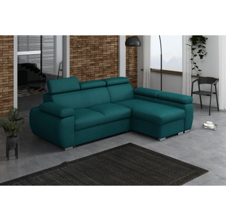 Rohová sedacia súprava Bodie pravá tyrkysová