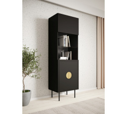 Vitrína PALAZZO, matná čierna/dub craft