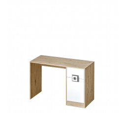 NIKOS 10 - Písací stôl (NICO 10) - biely/svetlý dub - rukoväť sivá (DO) (K150-Z)