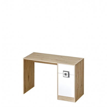 NIKOS 10 - Písací stôl (NICO 10) - biely/svetlý dub - rukoväť sivá (DO) (K150-Z)