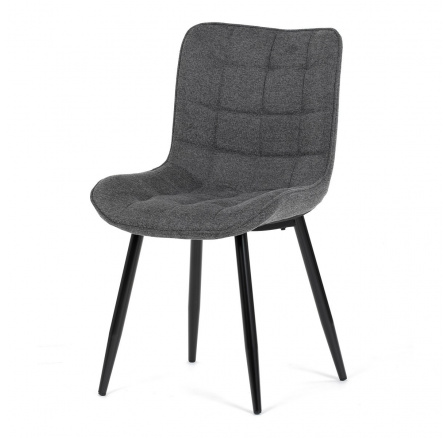 Jedálenská stolička, sivá látka, čierne kovové nohy