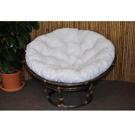 Ratanový papasan 115 cm hnedý - vankúš biely