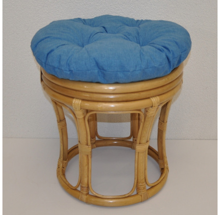 Ratanová stolička veľká medová poduška tyrkysové zvýraznenia