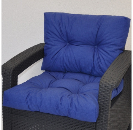 Poduška na kreslo z umelého ratanu - látka modrý melír