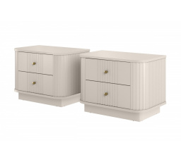 2 x VESPER NOČNÝ STOLÍK 56 2SZ - kašmír mdf / kašmír / zlaté úchyty / sokel