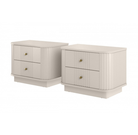 2 x VESPER NOČNÝ STOLÍK 56 2SZ - kašmír mdf / kašmír / zlaté úchyty / sokel 2 x VESPER NOČNÝ STOLÍK 56 2SZ - kašmír mdf / kašmír / zlaté úchyty / sokel