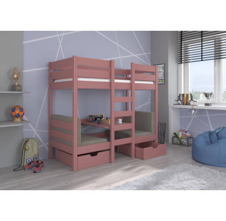 Poschodová posteľ s matracom BART 200x90 Pink