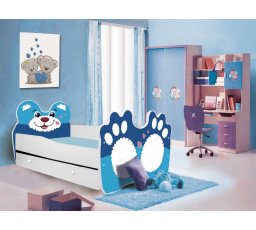 Posteľ s matracom a zásuvkou BEAR BLUE 140x70 Modrá