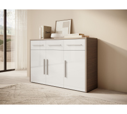 Komoda MARDEN Biely Lesk+Mont Blanc Tmavý