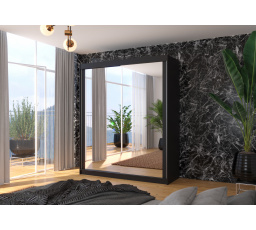 Šatní skriňa s posuvnými dverami a zrkadlom MORGAN 180 Čierna+Čierna