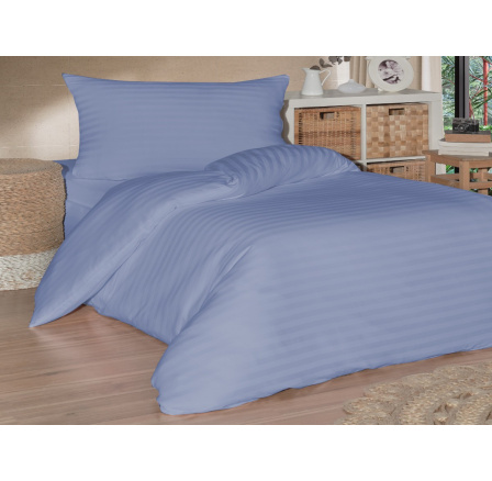 Francúzske obliečky saténový prúžok 240x220, 70x90cm modré