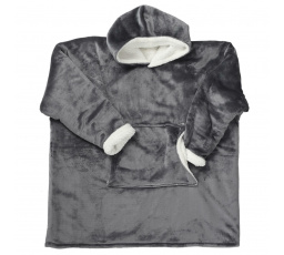 Sivá široká zateplená mikina/snuddie s vreckom