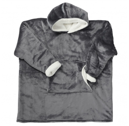Sivá široká zateplená mikina/snuddie s vreckom