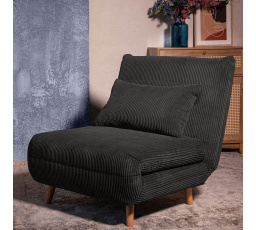 Sofa SOLACE 1-miestna, s funkciou spania manšester čierna 83x91x84 cm 871622
