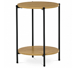 Prístavný stolík, MDF, dekor divoký dub, kov, čierny lak