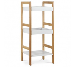 Regál, 3 police, masívny bambus, prírodný odtieň, MDF, biely matný lak, nosník. 9 kg