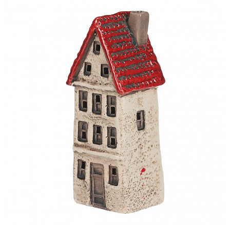 Domeček keramický - patrový, na čaj. svíčku, vel. XL, béžový-červený Domeček keramický - patrový, na čaj. svíčku, vel. XL, béžový-červený