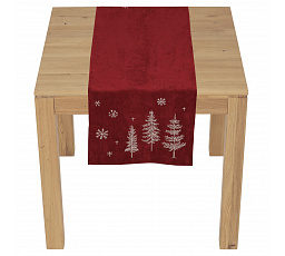 Ubrus - běhoun, vánoční, červený, polyester a nylon, 40 x 140 cm