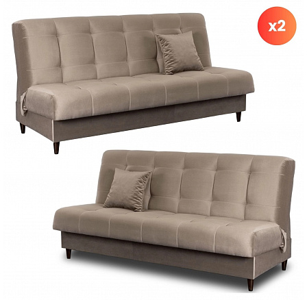 Sada 2x Rozkladacia Pohovka LIMA Béžová