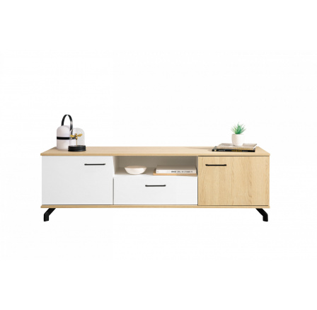 TV stolík MADISON - MD7, dub biskvit/biela Lux