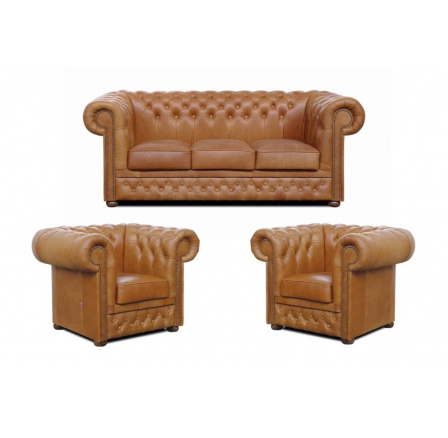 Sedacia súprava Chesterfield Lord 3+1+1 koža koňak Sedacia súprava Chesterfield Lord 3+1+1 koža koňak