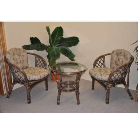 Ratanová sedacia súprava Bahama hnedá 2+1, levanduľové vankúše Ratanová sedacia súprava Bahama hnedá 2+1, levanduľové vankúše