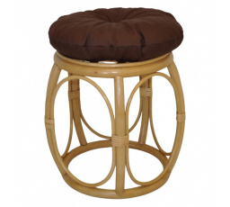 Ratanová taburetka široká medová polster hnedý keper