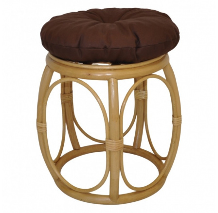 Ratanová taburetka široká medová polster hnedý keper