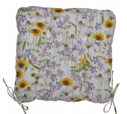 Vankúš na sedenie UNI Maxi s lúčnymi kvetmi na bielom podklade