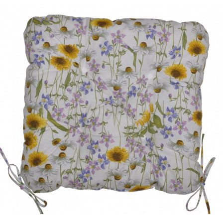 Vankúš na sedenie UNI Maxi s lúčnymi kvetmi na bielom podklade
