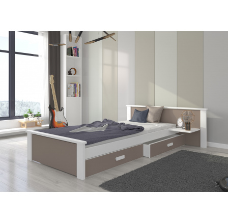 Posteľ ALDEX SHELF 180x80 Biela+Hľuzovka