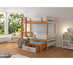 Trojposchodová posteľ s matracmi ETAPO 180x80 Alder+Gray