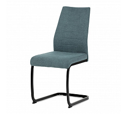 Jedálenská stolička, zelená látka, čierne kovové nohy