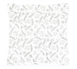 Polštář sametový s výplní - stříbrný vánoční vzor, 100% polyester, 45 x 45 cm