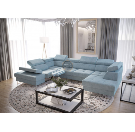 Rohová sedacia súprava GALAXY MAX II, relax s funkciou spania 215x350x170 - modrá, ľavá Rohová sedacia súprava GALAXY MAX II, relax s funkciou spania 215x350x170 - modrá, ľavá