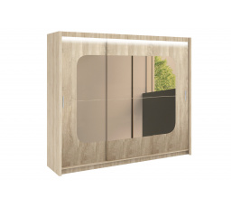 Šatníková skriňa BARCELONA, dub sonoma/zrkadlo