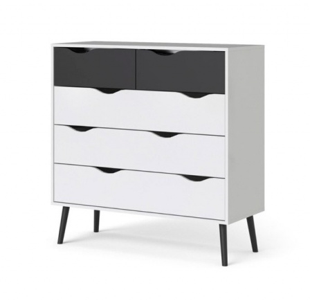 Komoda RETRO 456, Biela/Čierna Komoda RETRO 456, Biela/Čierna