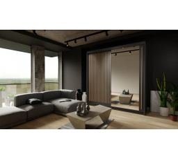 Šatní skriňa RONY 203, Čierna/Dub wotan