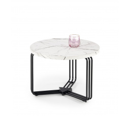 Konferenčný stôl ANTICA M, efekt bieleho mramoru/čierny