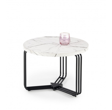 Konferenčný stôl ANTICA M, efekt bieleho mramoru/čierny