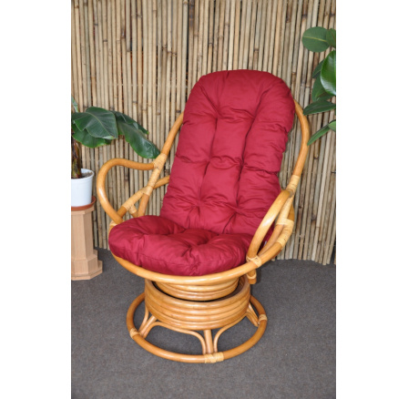 Ratanové hojdacie kreslo Swivel Helsinki honey burgundy cushion