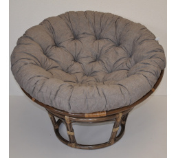 Ratanový papasan 115 cm hnedý - vankúš sivý