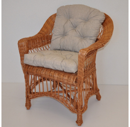 Kreslo Weigier prírodné - vankúš tmavo béžové melíry