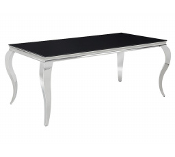 Jedálenský stôl PRINC, čierny/chróm, 180x90 cm