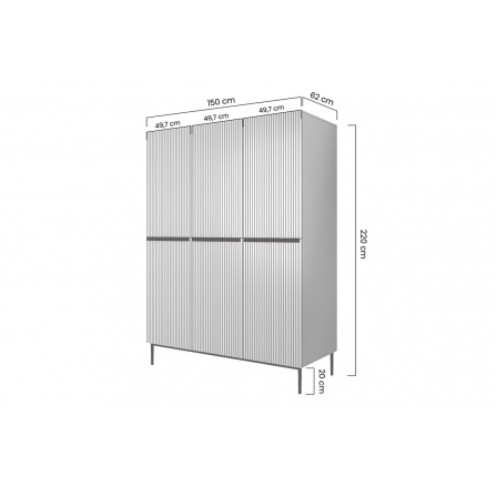 Skriňa Nicole 150 cm - šalvia MDF / čierne nohy