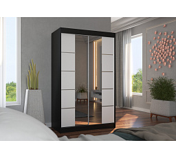 Posuvná skriňa so zrkadlom GENUA 120 Čierna+Biela