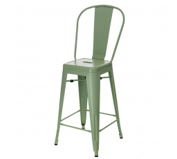 Barová stolička Paris Back 66 cm zelená inšpirovaná Tolix